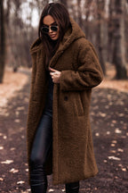 Autumn Winter Fashion Elegant Long Coat Woman Plush Warm Faux Fleece Coat Women Teddy Jacket Female Teddy Coat Outwear Ladies Pi-Mart
