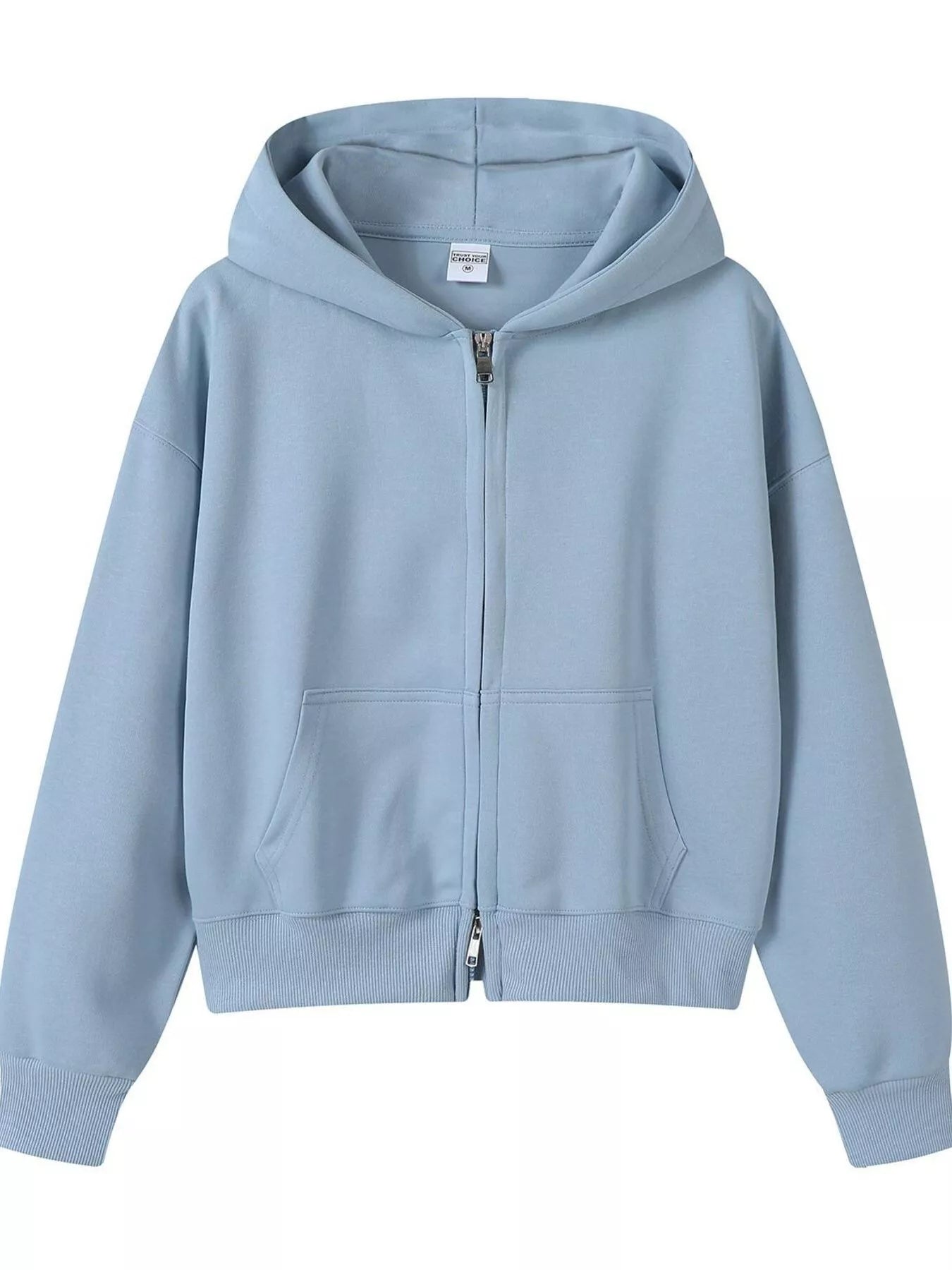 Full Size Casual Zip-Up Long Sleeve Hoodie Plus Size THRIXINE