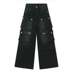 Multi-Pocket Cargo Wide-Leg Jeans
