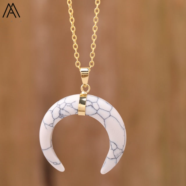 Moon Shape Amethyst Necklace Pi-Mart