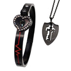 Stainless Steel Love Heart Lock Bangle Bracelet Pi-Mart