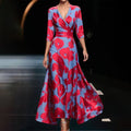 Cross V-neck 34 Sleeve Length Dress Pi-Mart