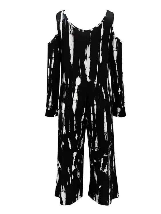 Women's V-neck Irregular Tie Dye Off Shoulder Fashion Jumpsuit - SJB-DIAMOND ELITES