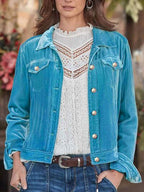 Casual Button-Up Long Sleeve Jacket with Chest Pockets and Relaxed Fit Stevvex