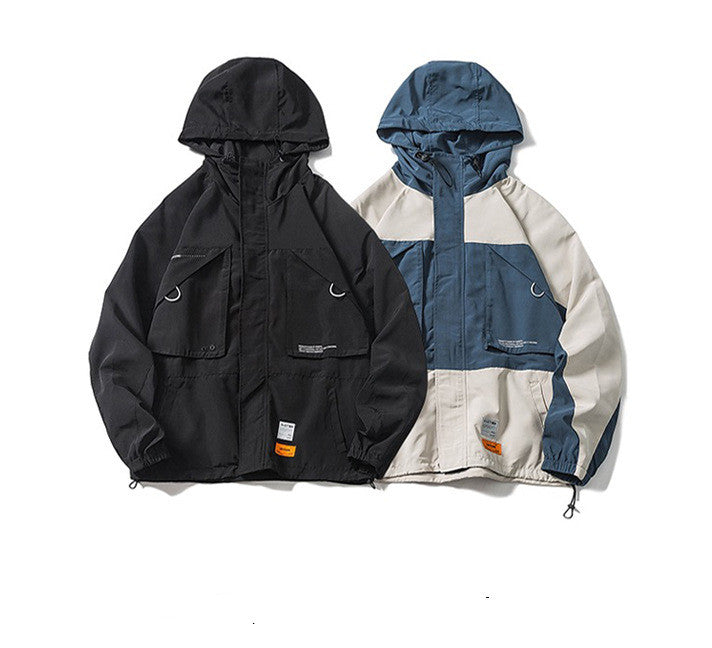 Korean Style Color Block Student Hooded Jacket Handsome Trend Pi-Mart