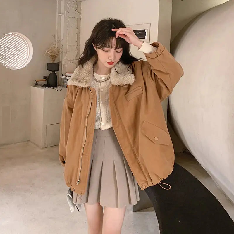Thick Plush Loose Cotton Jacket Pi-Mart
