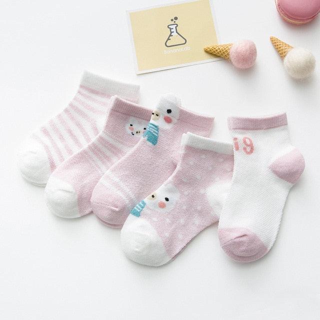 5Pairs 0-2Y Infant Baby Socks Baby Socks for Girls Cotton Mesh Cute Newborn Boy Toddler Socks Baby Clothes Accessories Stevvex