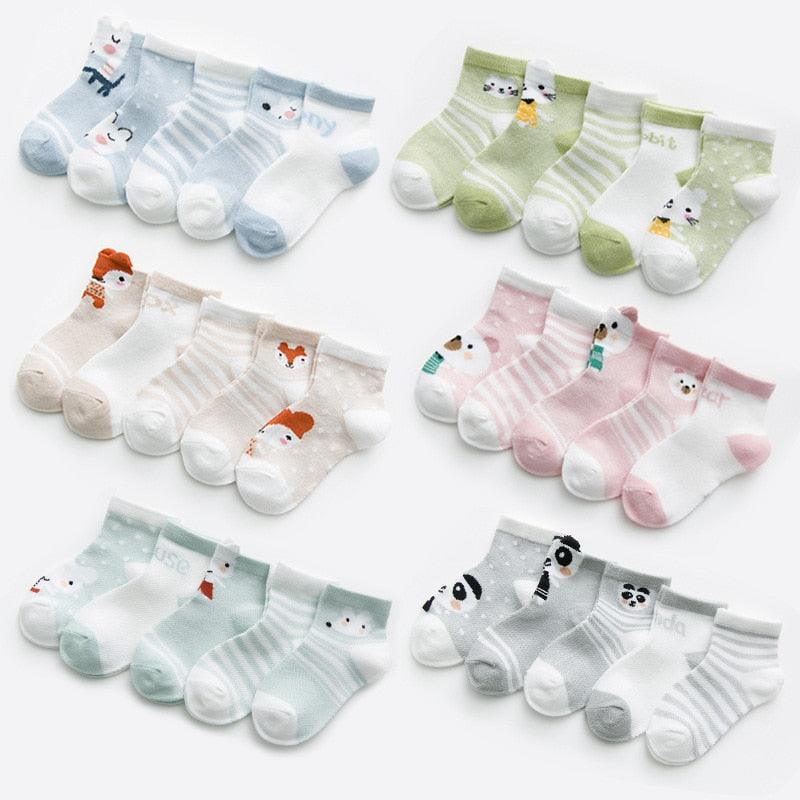 5Pairs 0-2Y Infant Baby Socks Baby Socks for Girls Cotton Mesh Cute Newborn Boy Toddler Socks Baby Clothes Accessories Stevvex