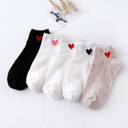 5pairs Women Short Socks Red Heart Cute College Fresh Female Socks Soft Cotton Summer Autumn Sock for Girls Stevvex