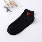 5pairs Women Short Socks Red Heart Cute College Fresh Female Socks Soft Cotton Summer Autumn Sock for Girls Stevvex