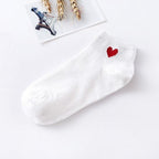 5pairs Women Short Socks Red Heart Cute College Fresh Female Socks Soft Cotton Summer Autumn Sock for Girls Stevvex