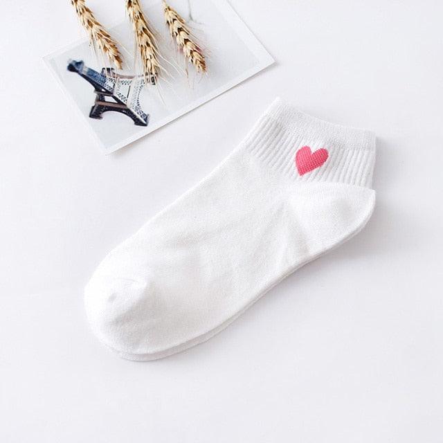 5pairs Women Short Socks Red Heart Cute College Fresh Female Socks Soft Cotton Summer Autumn Sock for Girls Stevvex