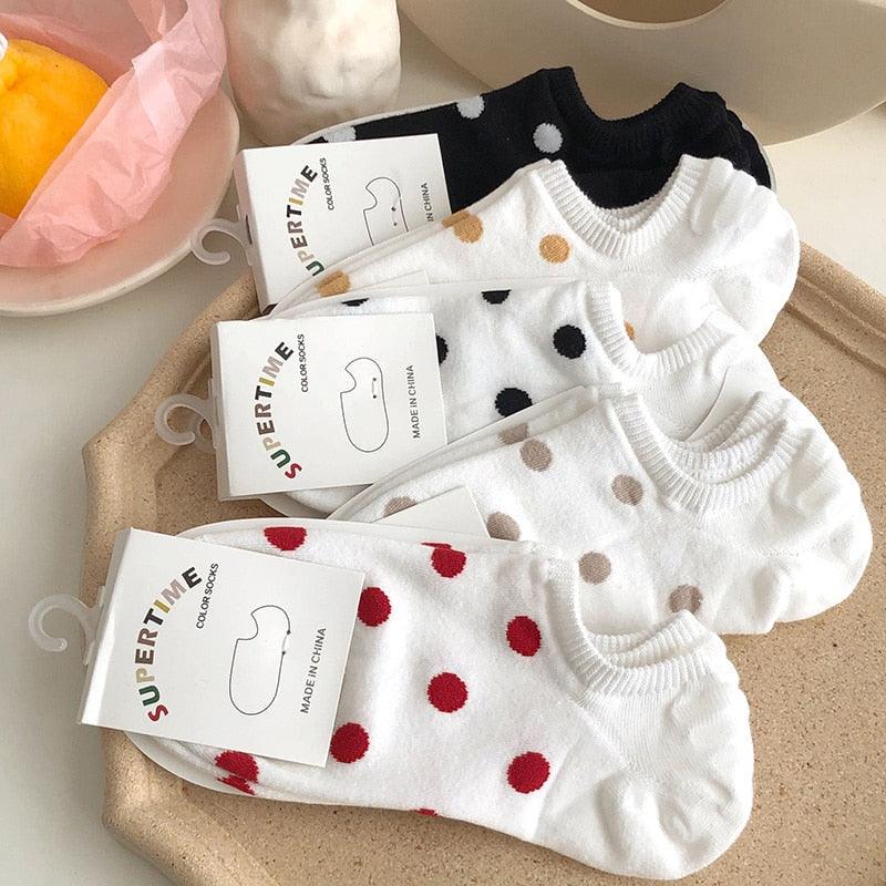 5Pais Women No Show Sports Socks Short Comfortable Cotton Aesthetic Novelty Dot Sweet Boat Socks Ankle Socks For Men And Women Stevvex