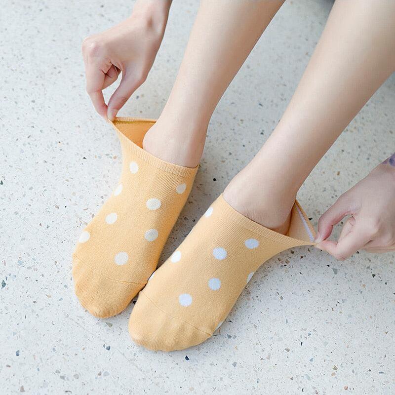 5Pais Women No Show Sports Socks Short Comfortable Cotton Aesthetic Novelty Dot Sweet Boat Socks Ankle Socks For Men And Women Stevvex