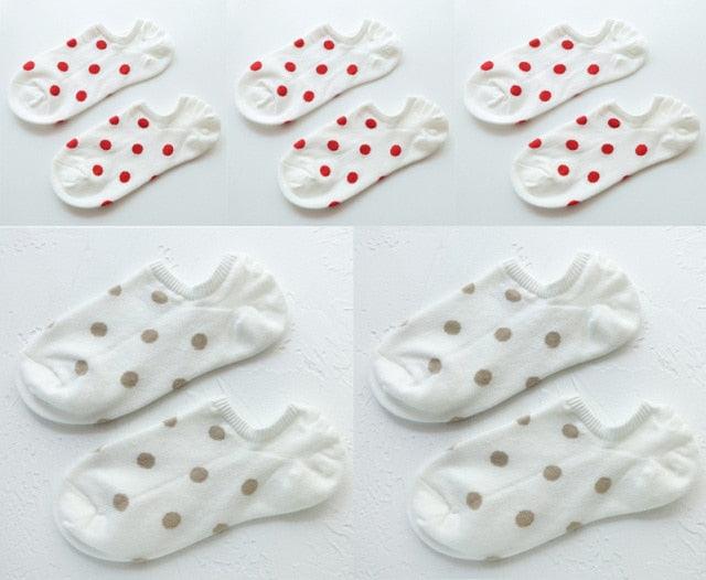 5Pais Women No Show Sports Socks Short Comfortable Cotton Aesthetic Novelty Dot Sweet Boat Socks Ankle Socks For Men And Women Stevvex