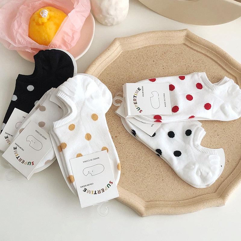 5Pais Women No Show Sports Socks Short Comfortable Cotton Aesthetic Novelty Dot Sweet Boat Socks Ankle Socks For Men And Women Stevvex