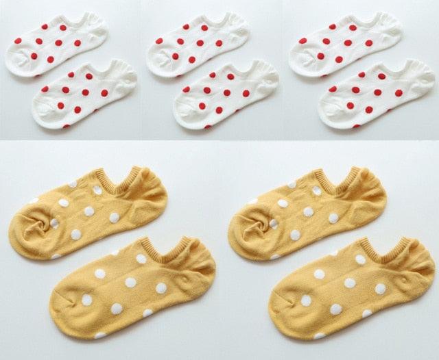 5Pais Women No Show Sports Socks Short Comfortable Cotton Aesthetic Novelty Dot Sweet Boat Socks Ankle Socks For Men And Women Stevvex