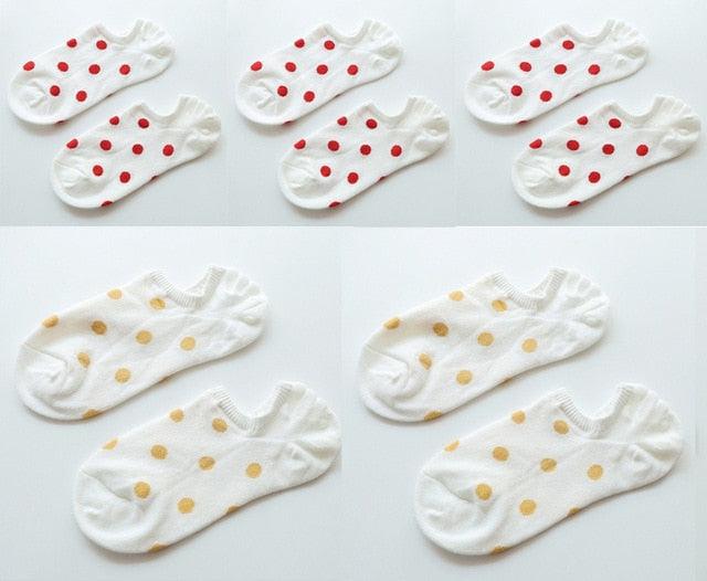 5Pais Women No Show Sports Socks Short Comfortable Cotton Aesthetic Novelty Dot Sweet Boat Socks Ankle Socks For Men And Women Stevvex