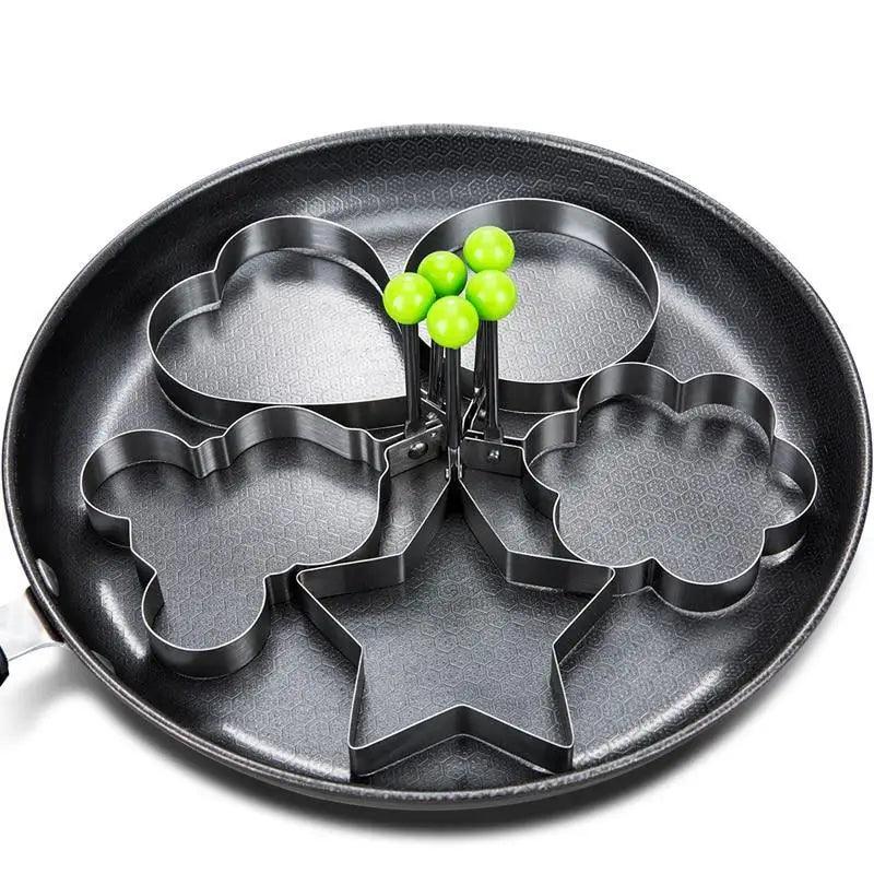 5Pcs Stainless Steel Fried Egg Mold Pancake Mould Omelette Mold Ring Cooking Fried Egg Bento Shaper Kitchen Gadget Frying Egg Cooking Tools Kitchen Accessories Gadget Rings Stevvex