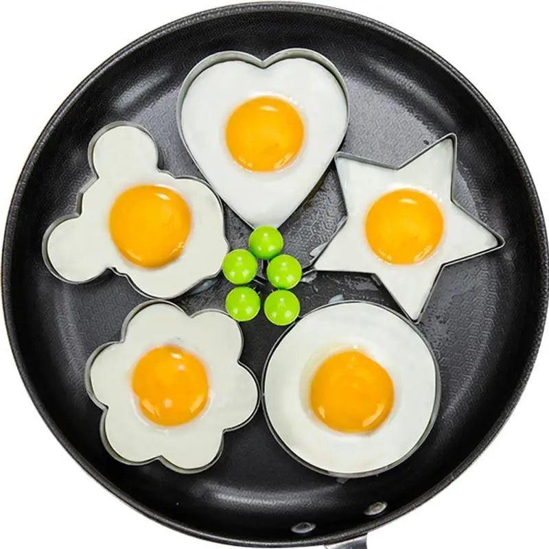5Pcs Stainless Steel Fried Egg Mold Pancake Mould Omelette Mold Ring Cooking Fried Egg Bento Shaper Kitchen Gadget Frying Egg Cooking Tools Kitchen Accessories Gadget Rings Stevvex