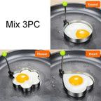 5Pcs Stainless Steel Fried Egg Mold Pancake Mould Omelette Mold Ring Cooking Fried Egg Bento Shaper Kitchen Gadget Frying Egg Cooking Tools Kitchen Accessories Gadget Rings Stevvex