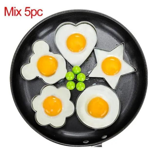 5Pcs Stainless Steel Fried Egg Mold Pancake Mould Omelette Mold Ring Cooking Fried Egg Bento Shaper Kitchen Gadget Frying Egg Cooking Tools Kitchen Accessories Gadget Rings Stevvex