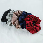 5PCS/Lot Fashion Silk Satin Scrunchies Headband Large Elastic Rubber Hair Band Women Fashion Hair Scrunchies Ponytail Holder Accessories for Women And Girls