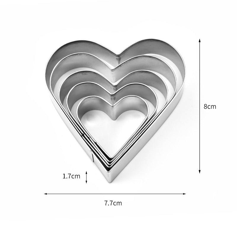 5Pcs/Set Heart Shape Cookie Cutter Mold New Year Decoration Cake Biscuit Baking Tools Christmas Cookie Moulds Kitchen Tools Heart Shaped Cookie Cutters Stainless Steel Biscuit Pastry Cutters Stevvex