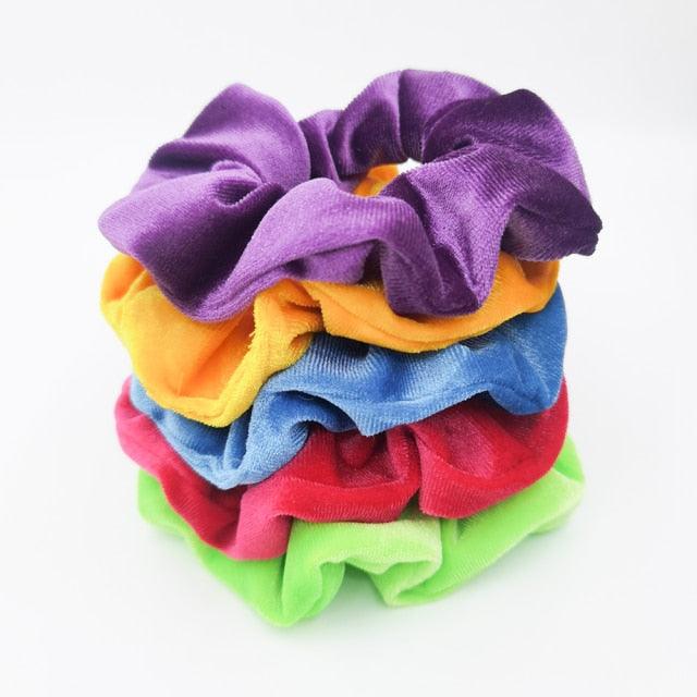 5PCS/Set Velvet Scrunchies Elastic Rubber Hair Bands Women Girls Soft Solid Headbands Ponytail Holder Hair Rope Tie Accessories Ponytail Holder Accessories for Women And Girls Stevvex