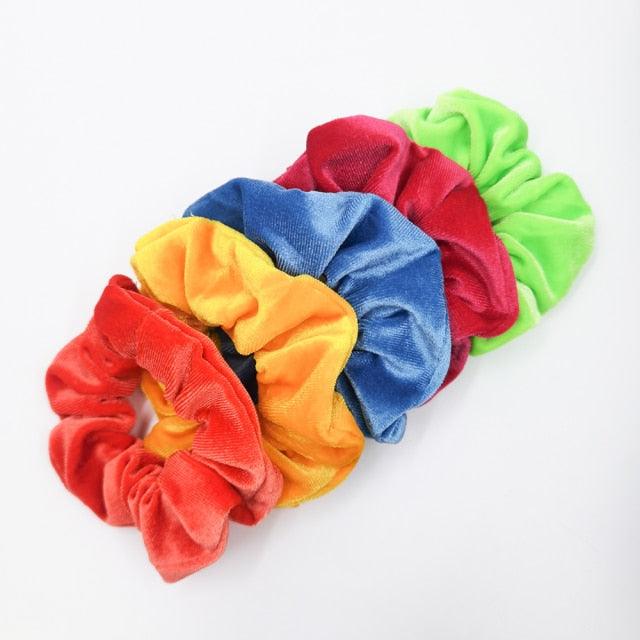 5PCS/Set Velvet Scrunchies Elastic Rubber Hair Bands Women Girls Soft Solid Headbands Ponytail Holder Hair Rope Tie Accessories Ponytail Holder Accessories for Women And Girls Stevvex