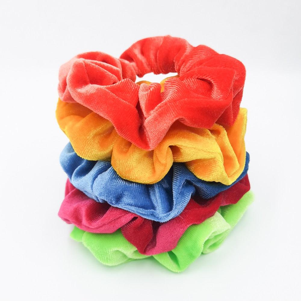 5PCS/Set Velvet Scrunchies Elastic Rubber Hair Bands Women Girls Soft Solid Headbands Ponytail Holder Hair Rope Tie Accessories Ponytail Holder Accessories for Women And Girls Stevvex