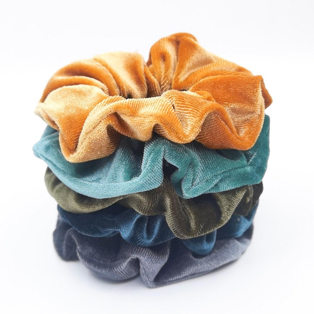 5PCS/Set Velvet Scrunchies Elastic Rubber Hair Bands Women Girls Soft Solid Headbands Ponytail Holder Hair Rope Tie Accessories Ponytail Holder Accessories for Women And Girls Stevvex