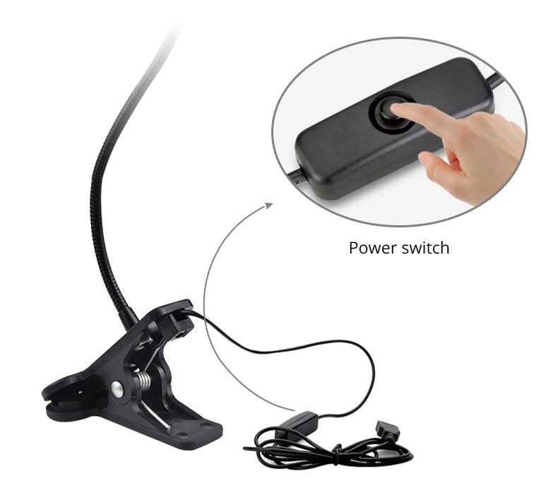 5V USB power LED Desk lamp Flexible study Reading Book lights Eye Protect Table lamp With Clip For Home Decorative Table Lamp Cute Study Lamps for Bedroom Décor Stevvex