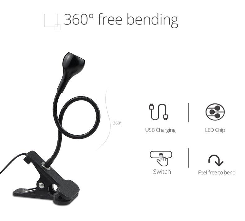 5V USB power LED Desk lamp Flexible study Reading Book lights Eye Protect Table lamp With Clip For Home Decorative Table Lamp Cute Study Lamps for Bedroom Décor Stevvex