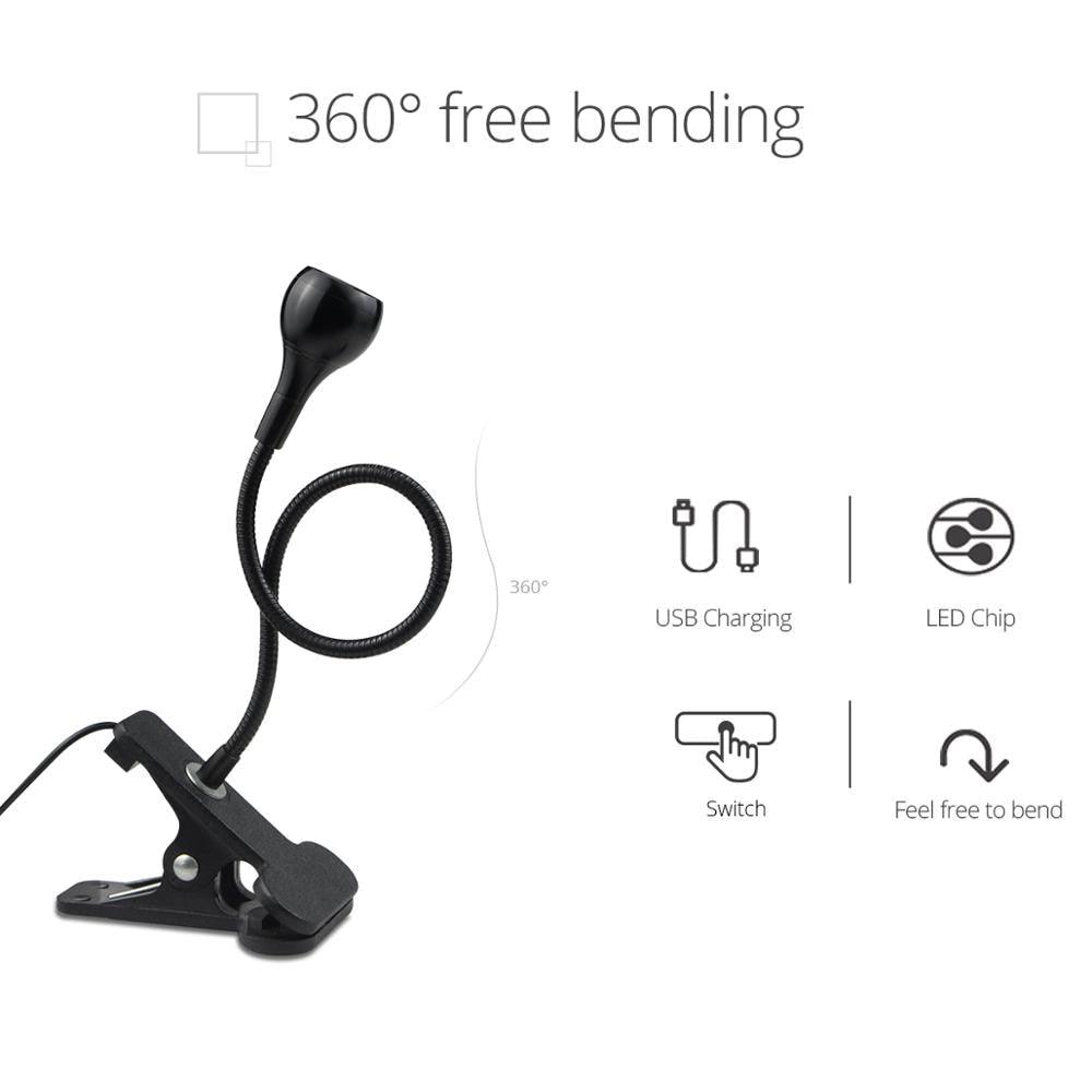 5V USB power LED Desk lamp Flexible study Reading Book lights Eye Protect Table lamp With Clip For Home Decorative Table Lamp Cute Study Lamps for Bedroom Décor Stevvex