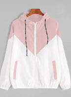 Color Block Hooded Jacket with Elastic Waist (Summer)