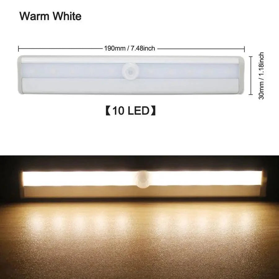 6/10 LEDs PIR LED Motion Sensor Light Cupboard Wardrobe Bed Lamp LED Under Cabinet Night Light For Closet Stairs Kitchen - SJB-DIAMOND ELITES