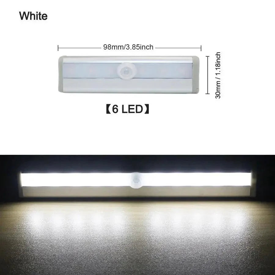 6/10 LEDs PIR LED Motion Sensor Light Cupboard Wardrobe Bed Lamp LED Under Cabinet Night Light For Closet Stairs Kitchen - SJB-DIAMOND ELITES
