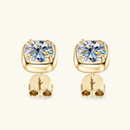 6.5mm 1ct Round Moissanite Stud Earrings 925 Sterling Silver Square Setting BandsCo Straps