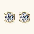 6.5mm 1ct Round Moissanite Stud Earrings 925 Sterling Silver Square Setting BandsCo Straps