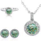 6.5mm Moissanite 925 Sterling Silver Bridal Jewelry Set Ring Earring Pendant BandsCo Straps