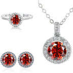 6.5mm Moissanite 925 Sterling Silver Bridal Jewelry Set Ring Earring Pendant BandsCo Straps