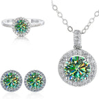 6.5mm Moissanite 925 Sterling Silver Bridal Jewelry Set Ring Earring Pendant BandsCo Straps