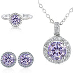 6.5mm Moissanite 925 Sterling Silver Bridal Jewelry Set Ring Earring Pendant BandsCo Straps