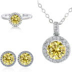 6.5mm Moissanite 925 Sterling Silver Bridal Jewelry Set Ring Earring Pendant BandsCo Straps