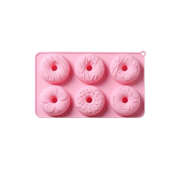 6 Cells Large Size Cake Molds Food Grade Material Donuts Mold Baking Tools For Biscuit Dessert Chocolate Mould Silicone Baking Mold Just Pop Out Non-Stick Doughnuts Baking Molds Stevvex