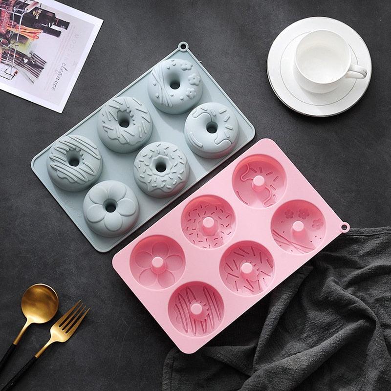 6 Cells Large Size Cake Molds Food Grade Material Donuts Mold Baking Tools For Biscuit Dessert Chocolate Mould Silicone Baking Mold Just Pop Out Non-Stick Doughnuts Baking Molds Stevvex