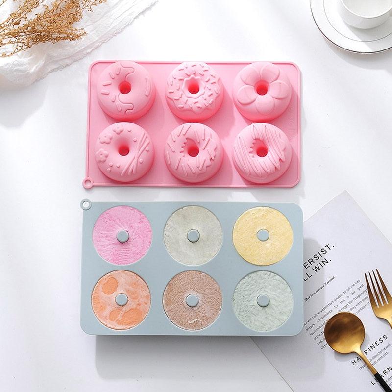 6 Cells Large Size Cake Molds Food Grade Material Donuts Mold Baking Tools For Biscuit Dessert Chocolate Mould Silicone Baking Mold Just Pop Out Non-Stick Doughnuts Baking Molds Stevvex