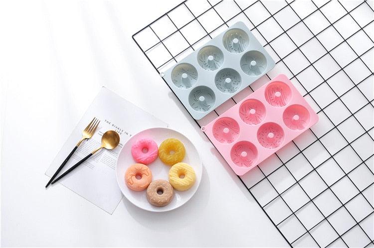 6 Cells Large Size Cake Molds Food Grade Material Donuts Mold Baking Tools For Biscuit Dessert Chocolate Mould Silicone Baking Mold Just Pop Out Non-Stick Doughnuts Baking Molds Stevvex