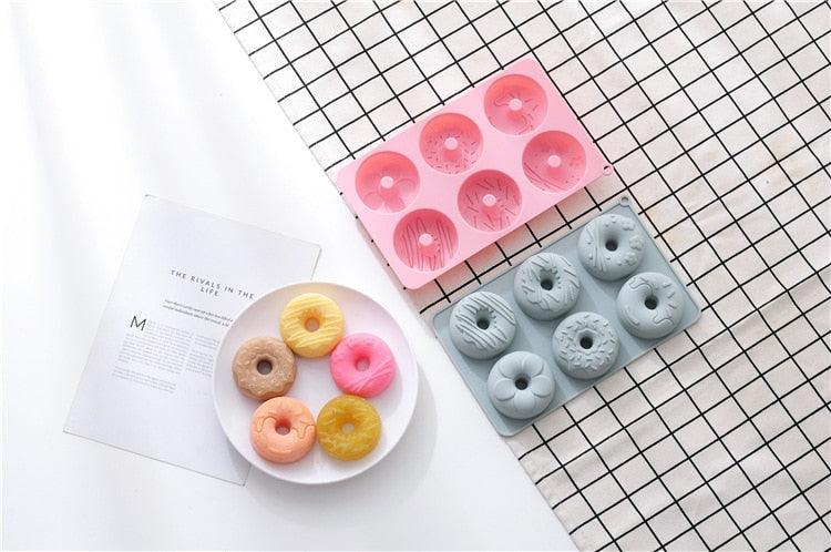6 Cells Large Size Cake Molds Food Grade Material Donuts Mold Baking Tools For Biscuit Dessert Chocolate Mould Silicone Baking Mold Just Pop Out Non-Stick Doughnuts Baking Molds Stevvex